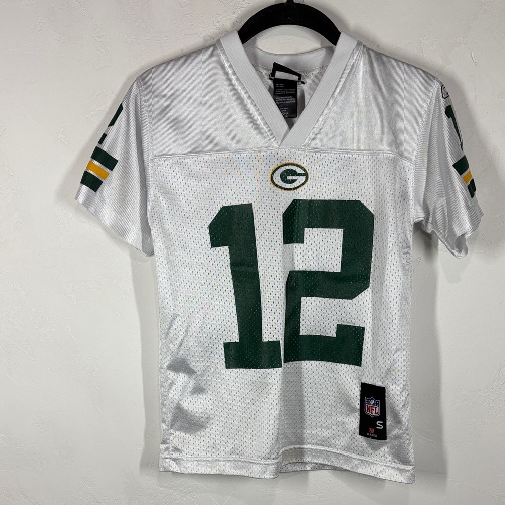 NFL Green Bay Packers White and Green Aaron Rodgers Jersey size small